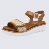 Sandale ARA, sandale compensée femme en cuir cognac nature