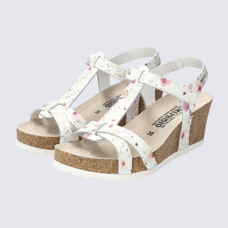 Sandales Mephisto, sandales à talons compensés femme en cuir multicolore