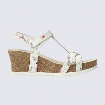 Sandales Mephisto, sandales à talons compensés femme en cuir multicolore