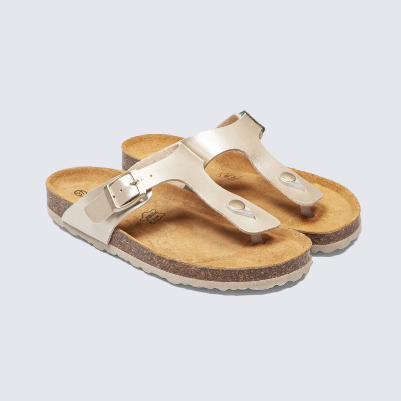 Tongs ouverte Arima, Tongs moderne et parfait pour l'ete femme en cuir beige