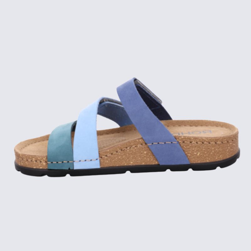 mules rohde, mules triples brides femme en synthétique pétrole multicolore