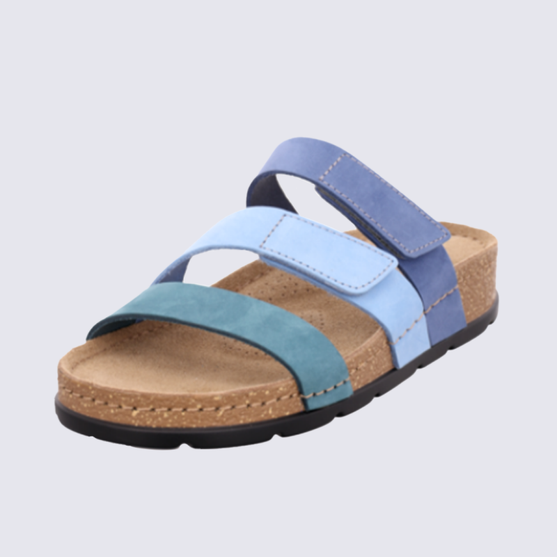 mules rohde, mules triples brides femme en synthétique pétrole multicolore