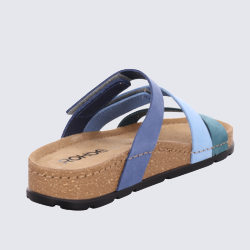 mules rohde, mules triples brides femme en synthétique pétrole multicolore