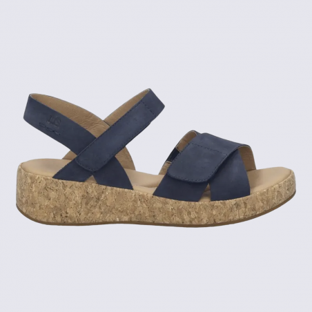 Sandales Evita 03 Josef Seibel, Sandales brides croisées femme en cuir nubuck bleu