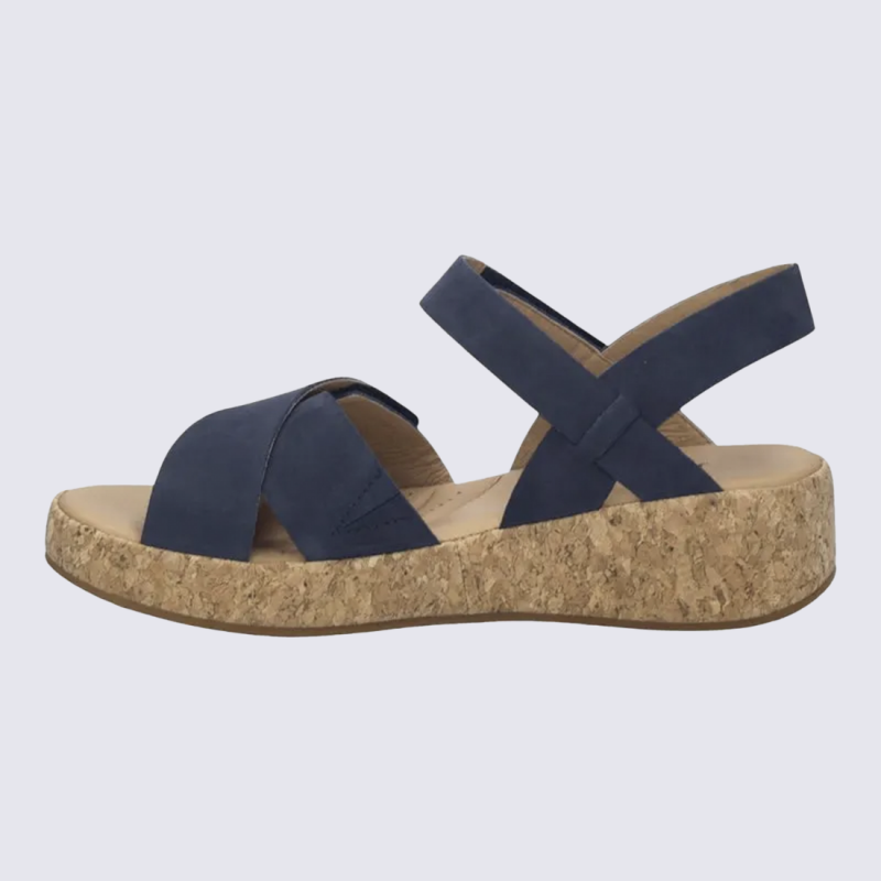 Sandales Evita 03 Josef Seibel, Sandales brides croisées femme en cuir nubuck bleu