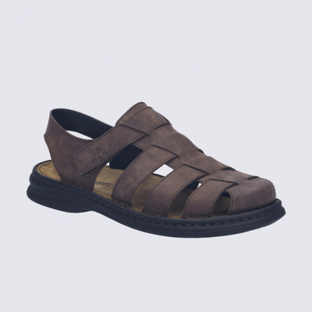 Sandales Max 74 Josef Seibel, Sandales fisherman pratique et confort homme en cuir marron