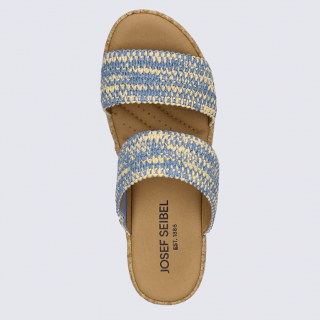 Mules Evita 02 Josef Seibel, Mules doubles brides femme en textile slate blue multi