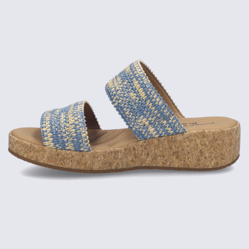 Mules Evita 02 Josef Seibel, Mules doubles brides femme en textile slate blue multi