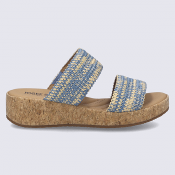 Mules Evita 02 Josef Seibel, Mules doubles brides femme en textile slate blue multi