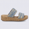 Mules Evita 02 Josef Seibel, Mules doubles brides femme en textile slate blue multi