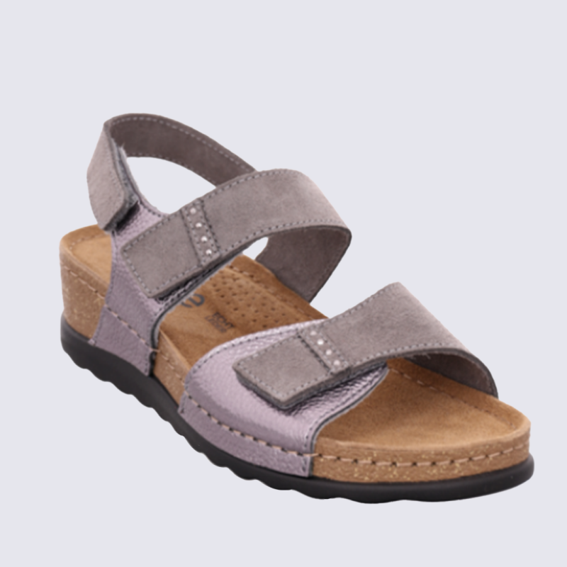 Sandales 5437 Rohde, Sandales doubles brides femme en synthétique anthracite