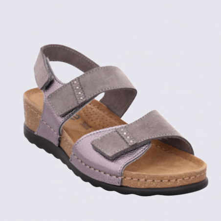 Sandales 5437 Rohde, Sandales doubles brides femme en synthétique anthracite