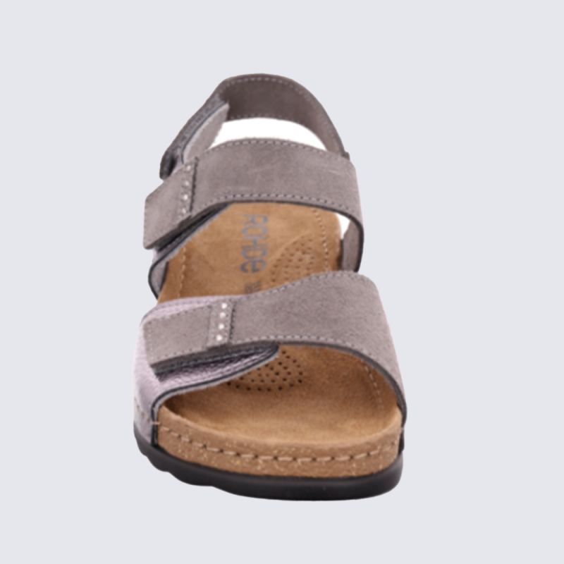 Sandales 5437 Rohde, Sandales doubles brides femme en synthétique anthracite