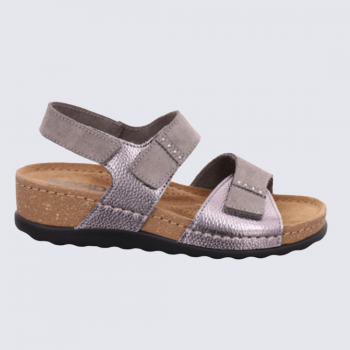 Sandales 5437 Rohde, Sandales doubles brides femme en synthétique anthracite