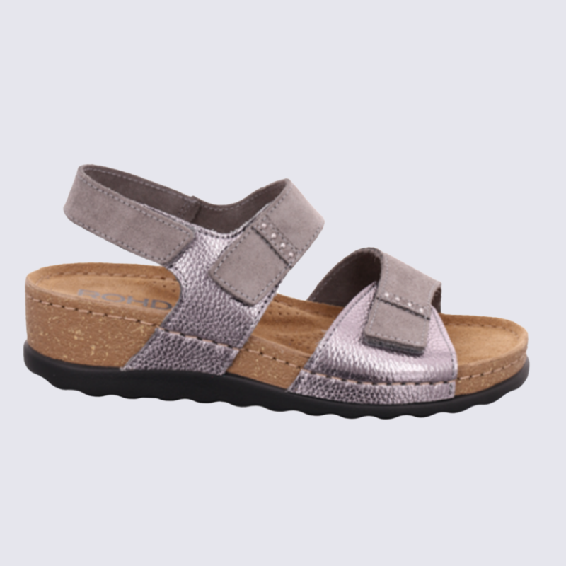 Sandales 5437 Rohde, Sandales doubles brides femme en synthétique anthracite