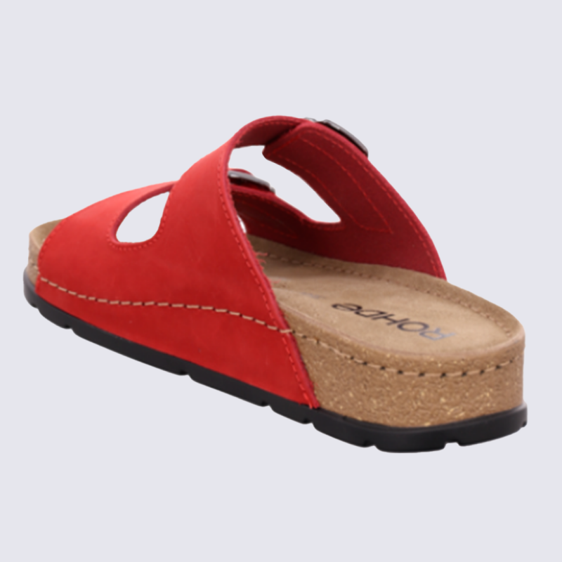 Mules 5420 Rohde, Mules doubles brides femme en synthétique cerise