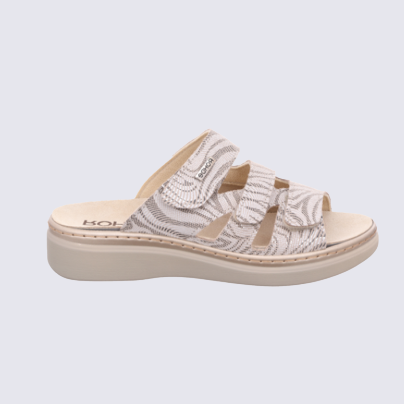 Mules 5221 Rohde, Mules triples brides femme en synthétique craie imprimé