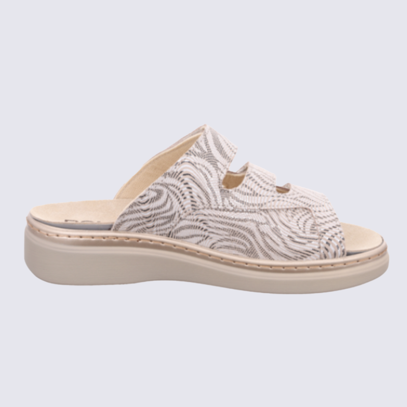 Mules 5221 Rohde, Mules triples brides femme en synthétique craie imprimé