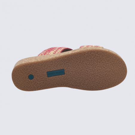 Mules Evita 02 Josef Seibel, Mules doubles brides femme en textile rose