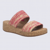 Mules Evita 02 Josef Seibel, Mules doubles brides femme en textile rose