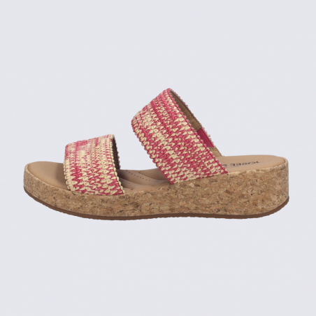 Mules Evita 02 Josef Seibel, Mules doubles brides femme en textile rose