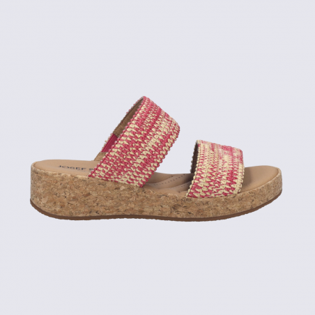 Mules Evita 02 Josef Seibel, Mules doubles brides femme en textile rose