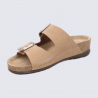 Mules Rohde, mules confort et durable double bride femme en cuir nubuck nature
