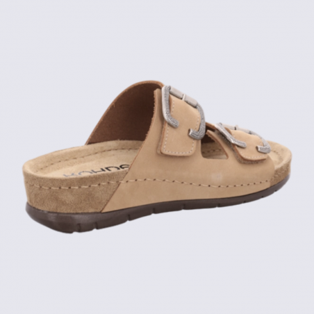 Mules Rohde, mules confort et durable double bride femme en cuir nubuck nature