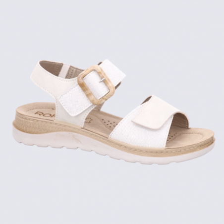 Sandales Rohde, Sandales à scratch confort femme blanc cassé