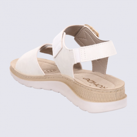 Sandales Rohde, Sandales à scratch confort femme blanc cassé