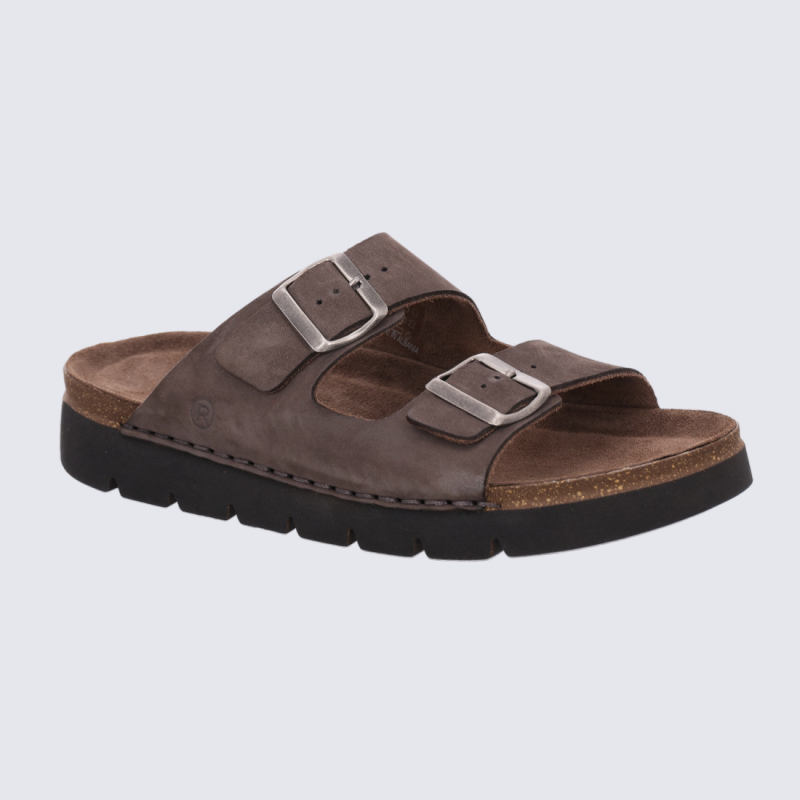 Mules Rohde, Mules double bride réglable et semelle anatomique homme expresso