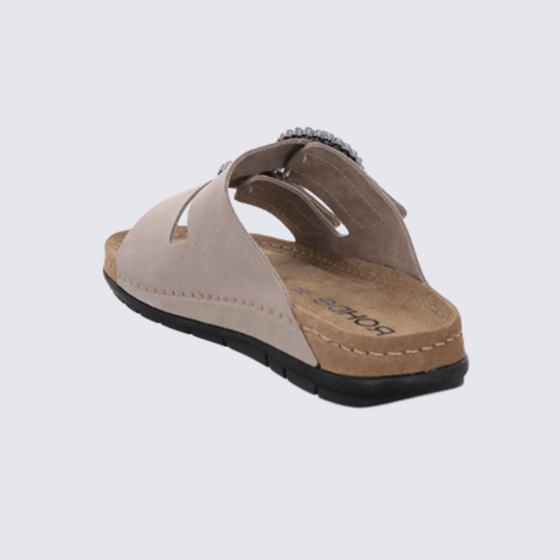 Mules 5892 Rohde, Mules doubles brides femme en cuir graphite