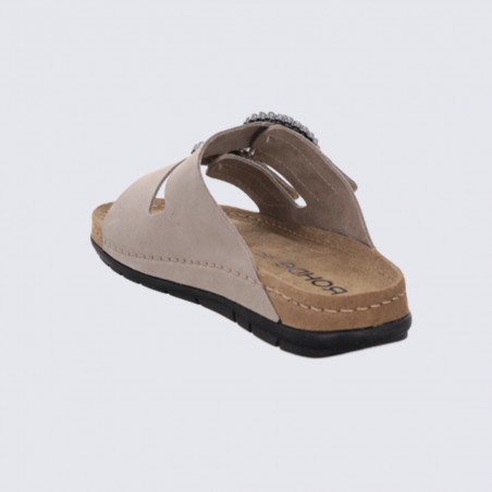 Mules 5892 Rohde, Mules doubles brides femme en cuir graphite