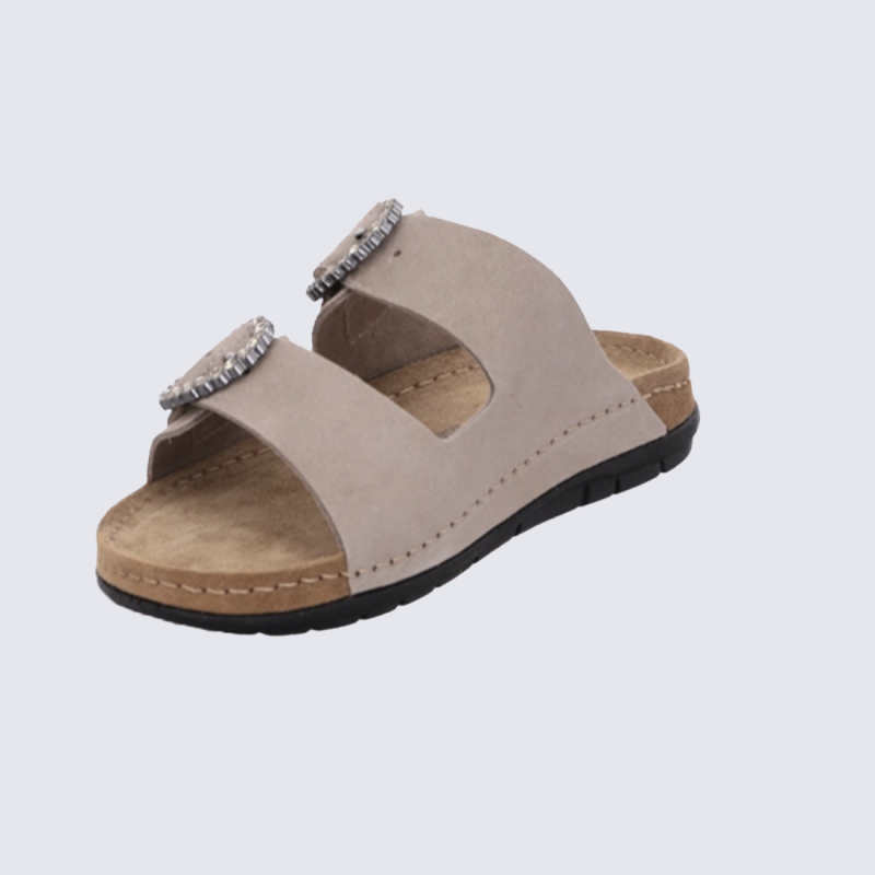 Mules 5892 Rohde, Mules doubles brides femme en cuir graphite