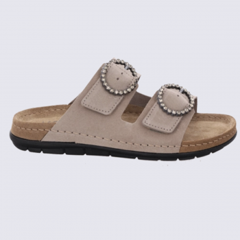 Mules 5892 Rohde, Mules doubles brides femme en cuir graphite
