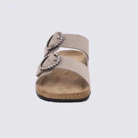 Mules 5892 Rohde, Mules doubles brides femme en cuir graphite