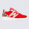 Sneakers Wonders, sneakers tendances motif W femme en cuir et nylon rouge