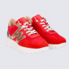 Sneakers Wonders, sneakers tendances motif W femme en cuir et nylon rouge
