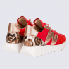 Sneakers Wonders, sneakers tendances motif W femme en cuir et nylon rouge