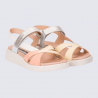 Sandales Wonders, Sandales confort fermeture velcros en cuir melon vanille