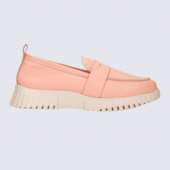 Mocassins Wonders, Mocassins plateforme femme en cuir melon