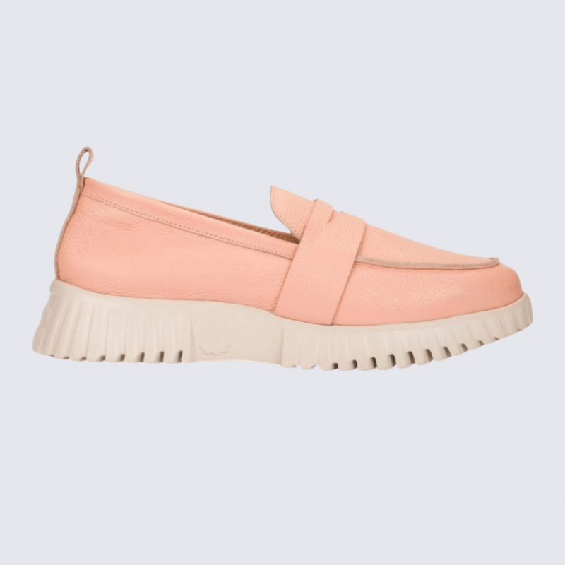 Mocassins Wonders, Mocassins plateforme femme en cuir melon