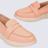 Mocassins Wonders, Mocassins plateforme femme en cuir melon