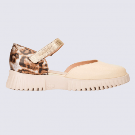 Sandales Wonders, sandales fermées tendances femme en cuir vanille