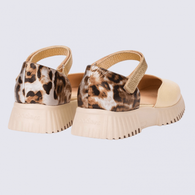 Sandales Wonders, sandales fermées tendances femme en cuir vanille