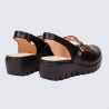 Sandales Wonders, sandales compensées femme en cuir noir