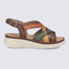 Sandale JOSEF SEIBEL, sandale compensée femme en cuir vert multi