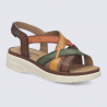 Sandale JOSEF SEIBEL, sandale compensée femme en cuir vert multi
