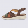 Sandale JOSEF SEIBEL, sandale compensée femme en cuir vert multi