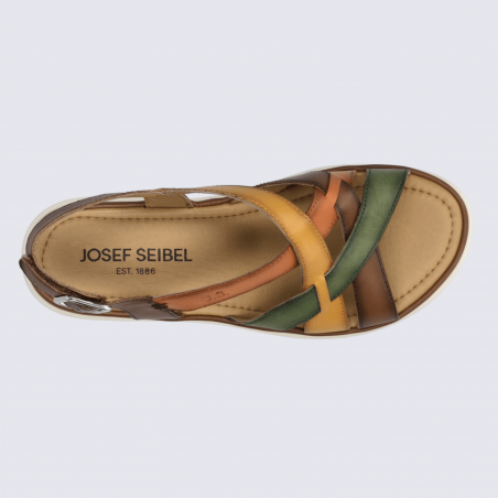 Sandale JOSEF SEIBEL, sandale compensée femme en cuir vert multi